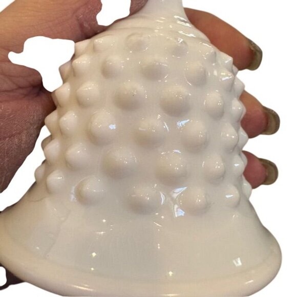Milk Glass Hobnail Design Bell With Handle Decorative Collectible - Picture 5 of 8